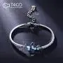 T400 Blue Purple Pink Butterfly Crystal Bangle Link Bracelet Birthday Gift for Women Girls T400 Blue Purple Pink Butterfly Crystal Bangle Link Bracelet Birthday Gift for Women Girls