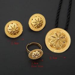 Habesha Jewelry Set Ethiopian Bridal Wedding 18k Gold Plated African 3pcs Set Nigeria Eritrea Jewelry