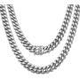 Jewelry Kingdom 1 Mens Necklace or Bracelet, 12MM Silver Cuban Link Chain for Mens Jewelry, Miami Chain Necklace for Women, High Polished 316L Stainless Steel(Length of 7-30inches)