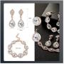 ORAZIO Rhinestone Crystal Teardrop Dangle Earrings Link Tennis Bracelet Jewelry Sets for Women Infinity Bracelet 4 Pack Womens Bridal Wedding Party Bridesmaid Prom Jewelry Set
