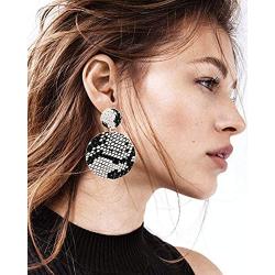 Urwomin Leopard Drop Earring for Women Animal Print Leather Fur Drop Dangle Earring with Round Metal Disc Studs Statement Earring