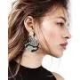 Urwomin Leopard Drop Earring for Women Animal Print Leather Fur Drop Dangle Earring with Round Metal Disc Studs Statement Earring