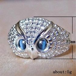 ANOJION Owl Ring, Hip hop Ring, Fashion Jewelry Gift for Men and Women, Alloy Material time Ring,Size 6-10