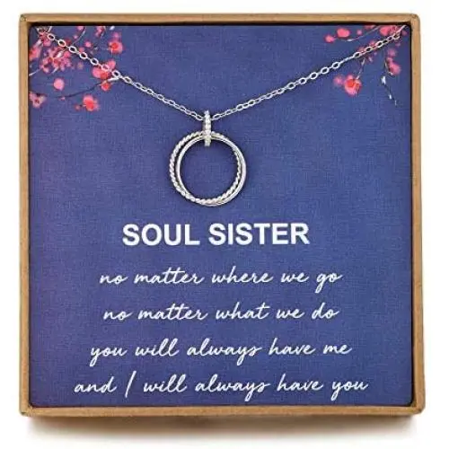 FERVENT LOVE Soul Sister Gifts for Sisters Sterling Silver Double Circles Pendant Necklace for Women Sister Necklaces Best Friend Necklace Gifts for Women Girls FERVENT LOVE Soul Sister Gifts for Sisters Sterling Silver Double Circles Pendant Necklace for Women Sister Necklaces Best Friend Necklace Gifts for Women Girls