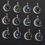 INRENG Stainless Steel Crescent Moon 12 Constellation Zodiac Sign Luminous Pendant Necklace Glow in The Dark