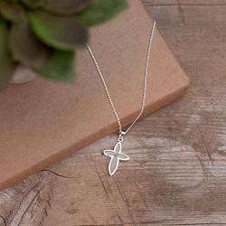 Dicksons Mustard Seed Petal Cross Pendant Womens 20 Inch Silver Plated Everyday Necklace in Jewelry Gift Box