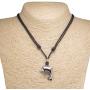 BlueRica Dolphin Pendant on Adjustable Black Rope Cord Necklace (Chrome Finish)