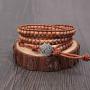 LAVI Handmade Natural Imperial Jasper 3 (Triple) Wrap Healing Leather Woven Beaded Boho Bracelet Adjustable Jewelry for Women Men Collection