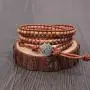 LAVI Handmade Natural Imperial Jasper 3 (Triple) Wrap Healing Leather Woven Beaded Boho Bracelet Adjustable Jewelry for Women Men Collection LAVI Handmade Natural Imperial Jasper 3 (Triple) Wrap Healing Leather Woven Beaded Boho Bracelet Adjustable Jewelry for Women Men Collection