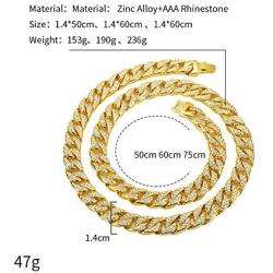 Mens 12MM 14MM 20MM Chains 18K Gold Plated CZ Fully Iced-Out Miami Cuban Link Necklace