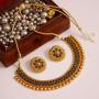SANARA Indian Bollywood Ethnic Gold Plated Choker Style Green Necklace Set for Partywear Women and Girls Wedding Polki Jewelry