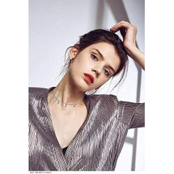 Sterling Silver Jewelry Choker Necklace Pendant Disc Chain Statement Necklace For Women Girls 13+3 inches