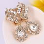 EleQueen Womens Austrian Crystal Art Deco Tear Drop Dangle Earrings Clip-on
