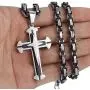 Trendsmax Cross Pendant Necklace Mens Boys Stainless Steel Gold Silver Byzantine Chain 22 24 26 28 30inch