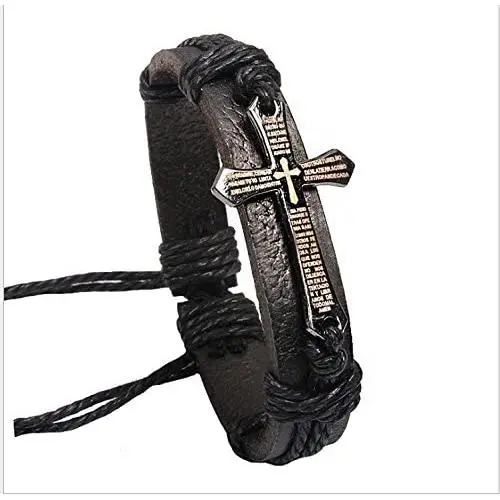 FixtureDisplays Lords Prayer Genuine Leather Cross Youth and Womens Bracelet Christian Jewelry Spanish la oraci?§?n del Se?or Nuestro Padre en el Cielo 13281 FixtureDisplays Lords Prayer Genuine Leather Cross Youth and Womens Bracelet Christian Jewelry Spanish la oraci?§?n del Se?or Nuestro Padre en el Cielo 13281