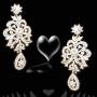 Touchstone Hollywood Glamour Pretty Filigree White Rhinestone Studded Diamond Look Designer Bridal Jewelry hasli Necklace Set for Women in Silver Tone