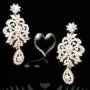 Touchstone Hollywood Glamour Pretty Filigree White Rhinestone Studded Diamond Look Designer Bridal Jewelry hasli Necklace Set for Women in Silver Tone