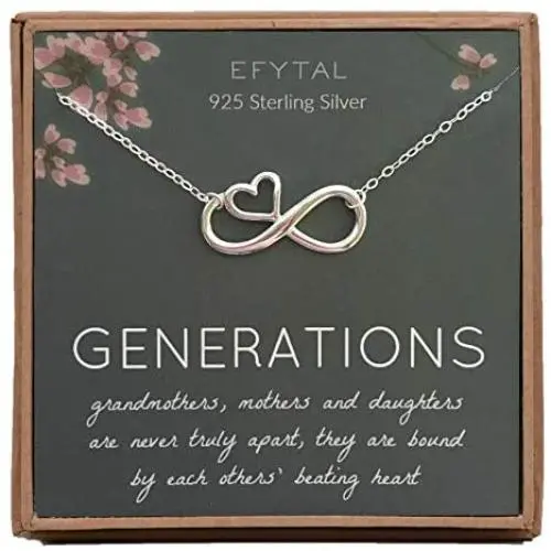 EFYTAL Grandma Gifts, 925 Sterling Silver Infinity with Heart Necklace for Grandmother / Mother / Daughter / Granddaughter, Mom Necklaces for Women, Birthday Gift, Mothers Day Jewelry, Mothers Day
