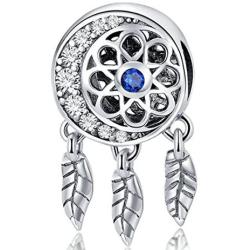 Dream Catcher Charm 925 Sterling Silver Dangle Charms Bead Feather Angel Wing Charms Flower Charm for Women Charm Bracelelt