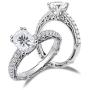 DovEggs Sterling Silver Round/Oval/Cushion Cut Vintage Moissanite Engagement Ring Solitare with Accents for Women