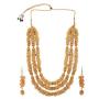 Efulgenz Fashion Indian Bollywood 14 K Gold Plated Faux Pearl Bridal Multi Layered Statement Necklace Earrings Jewelry Set