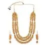 Efulgenz Fashion Indian Bollywood 14 K Gold Plated Faux Pearl Bridal Multi Layered Statement Necklace Earrings Jewelry Set