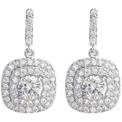SELOVO Halo Art Deco Bridemaid Vintage Drop Earrings Cubic Zirconia Silver Tone