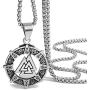 Elfasio Viking Necklace for Men Valknut Odins Norse Warrior Stainless Steel Pendant Chain Jewelry, Length 18-30 inch