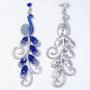EVER FAITH 4 Inch Peacock Teardrop Dangle Earrings Austrian Crystal