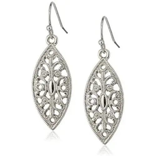 1928 Jewelry 14K Gold-Dipped Filigree Post Drop Earrings 1928 Jewelry 14K Gold-Dipped Filigree Post Drop Earrings