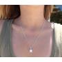 Cate & Chloe Ivy 18k White Gold Plated Princess Cut Halo Pendant Necklace - Silver Halo Necklace w/Solitaire Square Cut Cubic Zirconia Diamond - Wedding Anniversary