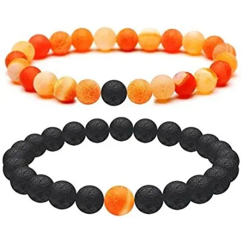 SIVITE 2PCS Natural Lava Stone Multicolor Weathered Agate Beads Bracelet Essential Oil Diffuser Bracelet SIVITE 2PCS Natural Lava Stone Multicolor Weathered Agate Beads Bracelet Essential Oil Diffuser Bracelet