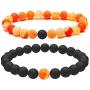 SIVITE 2PCS Natural Lava Stone Multicolor Weathered Agate Beads Bracelet Essential Oil Diffuser Bracelet