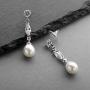 Mariell Linear Cubic Zirconia and Bold Pearl Teardrop Wedding Earrings for Brides - Platinum Plated
