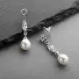Mariell Linear Cubic Zirconia and Bold Pearl Teardrop Wedding Earrings for Brides - Platinum Plated Mariell Linear Cubic Zirconia and Bold Pearl Teardrop Wedding Earrings for Brides - Platinum Plated