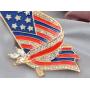 Alilang Golden Tone Clear Crystal Rhinestones Stripes Enamel 4th of July America USA Flag Patriotic Brooch Pin