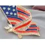 Alilang Golden Tone Clear Crystal Rhinestones Stripes Enamel 4th of July America USA Flag Patriotic Brooch Pin