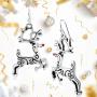Christmas Vintage Reindeer CZ Piercing Dangle Earrings Plated Women Girls Holiday Jewelry Gift