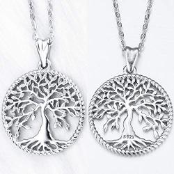 Aniu Silver Necklace for Women Girls, Family Tree of Life Sterling Silver Pendant with Fine Jewelry Gift Box, 18 Inches Chain for Wife Mom Grandma Girlfriend