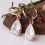 GULICX Party Jewelry Gold Tone White Teardrop Crystal Clear Cubic Zirconia Leverback Dangle Earrings