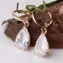 GULICX Party Jewelry Gold Tone White Teardrop Crystal Clear Cubic Zirconia Leverback Dangle Earrings GULICX Party Jewelry Gold Tone White Teardrop Crystal Clear Cubic Zirconia Leverback Dangle Earrings