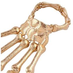 COLORFUL BLING Halloween Skull Skeleton Hand Bracelet with Ring Handmade Wristband Skull Fingers Metal Hand Bracelet Jewelry for Women Men Gifts