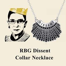 RBG Dissent Pendant Necklace Sterling Silver RBG Necklace Gifts Jewelry for Mothers Women Fans of Ruth Bader Ginsburg