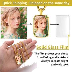 ChainsHouse Personalized Photo Necklace Men Women, Stainless Steel/18K Gold Plated Chain, Custom Picture Image Engrave Text Rectangular/Heart/OvalPendant Memorial Jewelry