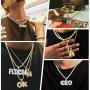Shiny Cubic Zirconia Bubble Letters/Numbers/''$'' Necklace for Men Women Personalized 1-6 Letters Pendant with 18/22/26/28/30 Wheat/Tennis Chain 18K Gold/Platinum Plated Custom Name Jewelry