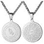 HZMAN Bible Verse Prayer Necklace Christian Jewelry Gold Stainless Steel Praying Hands Coin Medal Pendant
