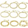 ÌF ME 9 PCS Chain Bracelets Set for Women Adjustable Fashion Paperclip Link Beaded Italian Cuban Chunky Flat Cable Chain Bracelets Jewelry for Women Girls Gift