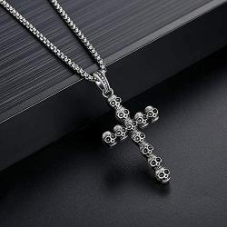 EVBEA Cross Necklace for Men and Women Long Gothic Jewelry Cool Skull Rock Punk Black Necklaces with Stainless Steel Chain