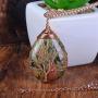 JUST IN STONES Gemstones Healing Crystal Wire Wrapped Copper Tree of Life Teardrop Vintage Style Pendant Necklace