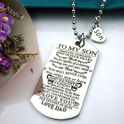 ALoveSoul Dad Mom to Son Daughter Dog Tag Necklace Military Boys Girls Jewelry Dogtags Love Pendant Gifts Jewelry